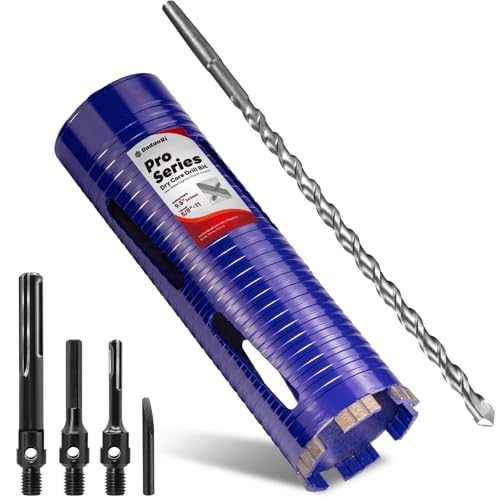 DaduoRi 7,6 cm Pro Dry Kernbohrer mit Zentrierbohrer und 3 Adaptern (SDS Plus/SDS Max/1/2 Sechskant), aufgerüstete geschweißte Klingenkernbohrer für Beton mit Bewehrung, Mauerwerk, Ziegel, Mörtel von DaduoRi