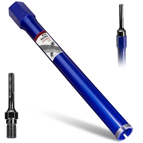 DaduoRi Pro Betonbohrkrone mit SDS-Max-Adapter (3,8 cm (1-1/4 Zoll) 7-Gewinde, 35,6 cm Schnitttiefe und verbesserte geschweißte Zähne, Kernbohrer für Beton mit Bewehrungsstab, Ziegel, Mauerwerk, Stuck von DaduoRi