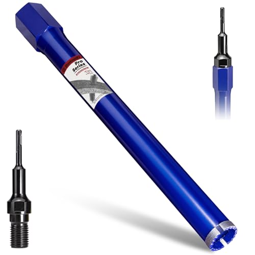 DaduoRi Pro Betonbohrkrone mit SDS-Plus-Adapter (3,8 cm (1-1/4 Zoll) 7-Gewinde, 35,6 cm Schnitttiefe und verbesserte geschweißte Zähne, Kernbohrer für Beton mit Bewehrungsstab, Ziegel, Mauerwerk von DaduoRi