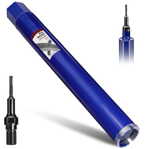 DaduoRi Pro Betonkernbohrer mit SDS-Plus-Adapter (3,8 cm - 7 Gewinde) – 35,6 cm Schnitttiefe und verbesserte geschweißte Zähne, Kernbohrer für Beton mit Bewehrung, Ziegel, Mauerwerk, Stuck, Mörtel von DaduoRi