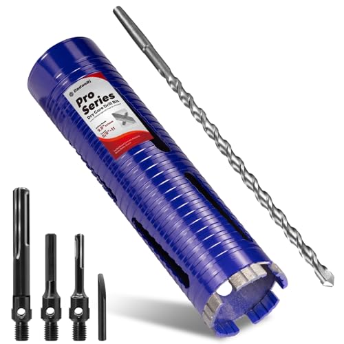 DaduoRi Pro Dry Kernbohrer mit Pilot-Bit und 3 Adaptern (SDS Plus/SDS Max/1/2 Sechskant), verbesserte, geschweißte Kernbohrer für Beton mit Bewehrung, Mauerwerk, Ziegel, Mörtel, 24,1 cm Tiefe, 5/8 von DaduoRi