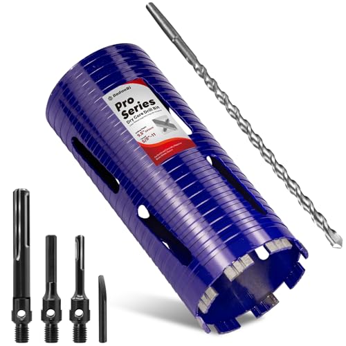 DaduoRi Pro Dry Kernbohrer mit Pilot-Bit und 3 Adaptern (SDS Plus/SDS Max/1/2 Sechskant), verbesserte Klingenkern-Bits für Beton mit Bewehrung, Mauerwerk, Ziegel, Mörtel, 24,1 cm Tiefe, 5/8-Zoll-11 von DaduoRi