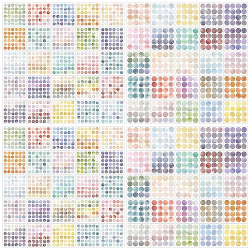 100 Blätter Klebepunkte Runde, Punktaufkleber 8mm/15mm, Bunte Punktaufkleber, Etiketten Markierungspunkte, Punkte Sticker für Kalender, Planer, Scrapbooking, Album Aquarell (B) von Daelesr