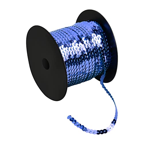 100 Yards Pailletten Rolle, 6mm Bunte Paillette Trim, Flache Glitzerborte für DIY Handwerk, Pailletten Bänder für Kleid Dekorieren Schmuck Ornament Stirnband Tanzbekleidungen Armband (Königsblau) von Daelesr