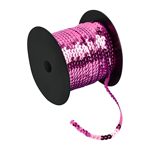 100 Yards Pailletten Rolle, 6mm Bunte Paillette Trim, Flache Glitzerborte für DIY Handwerk, Pailletten Bänder für Kleid Dekorieren Schmuck Ornament Stirnband Tanzbekleidungen Armband (Rosenrot) von Daelesr