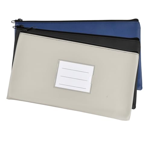 3 Pcs Geldtaschen Banktasche, Banktasche Leder Wasserdicht mit Fenster und Reißverschluss, Geldscheine Aufbewahrung, Dokumentenmappe A5, Geldmappe für Business Schule 3 Pcs Geldtaschen Banktasche, Banktasche Leder Wasserdicht mit Fenster und Reißverschluss, Geldscheine Aufbewahrung, Dokumentenmappe A5, Geldmappe für Business Schule von Daelesr