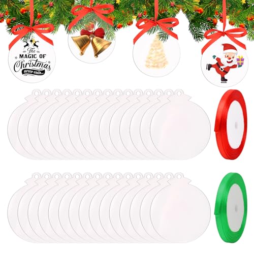 30 Stück Runde Acrylornamente Weihnachten, Blanko Acryl Weihnachtsbaumschmuck, Klar Acryl Weihnachtsschmuck, DIY Klar Acryl Christbaumschmuck mit 2 Rolle Band für Party hängende Dekoration 30 Stück Runde Acrylornamente Weihnachten, Blanko Acryl Weihnachtsbaumschmuck, Klar Acryl Weihnachtsschmuck, DIY Klar Acryl Christbaumschmuck mit 2 Rolle Band für Party hängende Dekoration von Daelesr