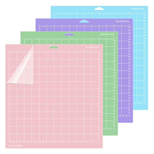 4 Stück Schneidematte für Cricut Explore Air 2/Air/One/Maker, 12”X12” Standard Grip Light Grip Strong Grip Cutting Mats, Quilting Schneidematten Klebrig Quilten Matten für Cricut Joy (A) von Daelesr