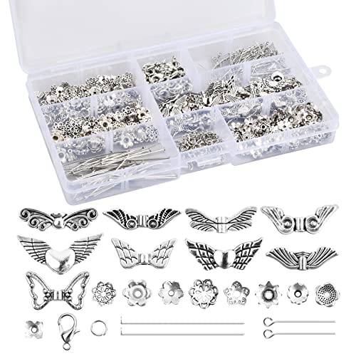 500 Stück Engel Perlen Selber Bastelset, 200 Stk Perlenkappen, 100 Stk Federringe, 50 Stk Nadeln, 50 Stk T Nadeln, 50 Stk Kettenverschluss und 50 Stk Engelsflügel Basteln für Schmuckherstellung 500 Stück Engel Perlen Selber Bastelset, 200 Stk Perlenkappen, 100 Stk Federringe, 50 Stk Nadeln, 50 Stk T Nadeln, 50 Stk Kettenverschluss und 50 Stk Engelsflügel Basteln für Schmuckherstellung von Daelesr