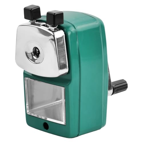 Anspitzer Metall mit Kurbel, Manuelle Spitzmaschine, Bleistiftspitzer mit Behälter, Kurbelanspitzer für Schreibtisch, Bleistift, Kinder, Schule, Büro (Grün) von Daelesr
