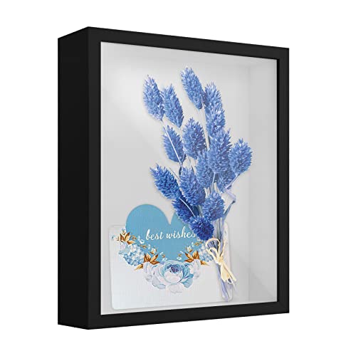 Daelesr 3D Bilderrahmen, 22 x 27 cm Hölzern 3D Rahmen, Schattenbox Vitrine mit Transparente Acrylplatte Rahmen, Tiefer 3D Objektrahmen für Foto Blumen Erinnerungsstücke Medaillen (Schwarz 5CM) von Daelesr