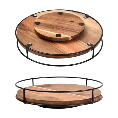 Drehteller Schrank Organizer Groß, Tablett Rund Gewürzregal Drehbar Holz 25cm, 360° Drehbarer Gewürzhalter Anti-Rutsch, Drehplatte Küche Organizer für Gewürze Kühlschrank Bad Kommode Drehteller Schrank Organizer Groß, Tablett Rund Gewürzregal Drehbar Holz 25cm, 360° Drehbarer Gewürzhalter Anti-Rutsch, Drehplatte Küche Organizer für Gewürze Kühlschrank Bad Kommode von Daelesr