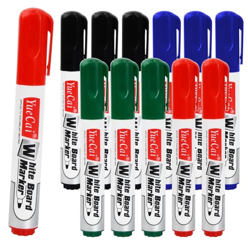 Whiteboard Marker, 12 Stück Whiteboard Stifte Abwischbar, Folienstift Abwischbar, Rot Blau Schwarz Rot Stift, Rundspitze ca.2-3mm Linienbreite, Dry Erase Markers für Büro, Zuhause, Schule (12) von Daelesr