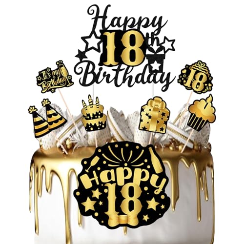 Tortendeko 18 Geburtstag Cake Topper 18 Jahr Schwarz-goldener Tortenaufsatz zum 18 Geburtstag Dekoration zum 18 Geburtstag Cupcake Toppers für Mädchen Junge Geburtstag Party Dekoration Tortendeko 18 Geburtstag Cake Topper 18 Jahr Schwarz-goldener Tortenaufsatz zum 18 Geburtstag Dekoration zum 18 Geburtstag Cupcake Toppers für Mädchen Junge Geburtstag Party Dekoration von DaengGeGe