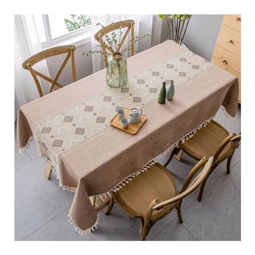 Daesar Tischdecke Baumwolle Leinen, Tischtuch 100x160CM Outdoor Wetterfest Landhausstil mit Geometrie Muster Tafeldecken Tischdecke Abwaschbar Hellbraun für Draußen Daesar Tischdecke Baumwolle Leinen, Tischtuch 100x160CM Outdoor Wetterfest Landhausstil mit Geometrie Muster Tafeldecken Tischdecke Abwaschbar Hellbraun für Draußen von Daesar