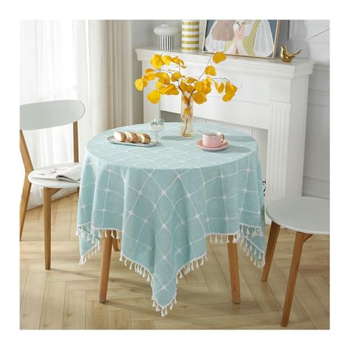 Daesar Tischdecke Rund 180CM Outdoor, Tischtuch Polyester Nordisch mit Kariert Muster Cyan Tischdecken Abwaschbar für Draußen Garten Daesar Tischdecke Rund 180CM Outdoor, Tischtuch Polyester Nordisch mit Kariert Muster Cyan Tischdecken Abwaschbar für Draußen Garten von Daesar