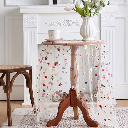 Daesar Tischtuch Landhausstil 150x150CM, Tischdecke Abwaschbar Quadratisch Spitze und Stickerei mit Blumen Muster Tafeldecken Tischdecken für Draußen Party Garten Weiß Daesar Tischtuch Landhausstil 150x150CM, Tischdecke Abwaschbar Quadratisch Spitze und Stickerei mit Blumen Muster Tafeldecken Tischdecken für Draußen Party Garten Weiß von Daesar