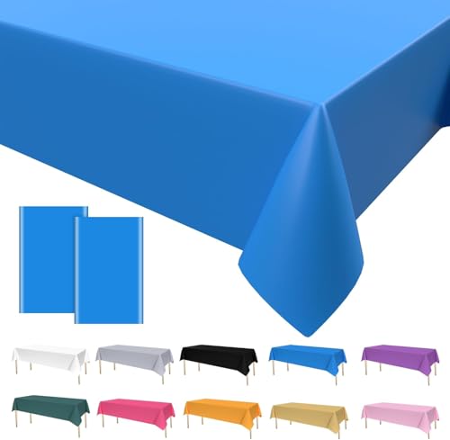 2PCS Party Tischdecke Blau,Geburtstag Tischdecke Blau Einweg Tischdecke aus Kunststoff Happy Birthday Tischtuch Bierbank Tischdecke für Party Picknick Geburtstags Hochzeiten 137 * 274cm von Dagelar