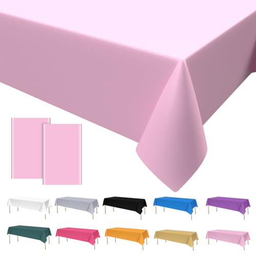 2PCS Party Tischdecke Rosa,Geburtstag Tischdecke Pink Einweg Tischdecke aus Kunststoff Wasserdicht Plastik Bierbank Tischdecke für Party Picknick Geburtstags Hochzeiten 137 * 274cm von Dagelar