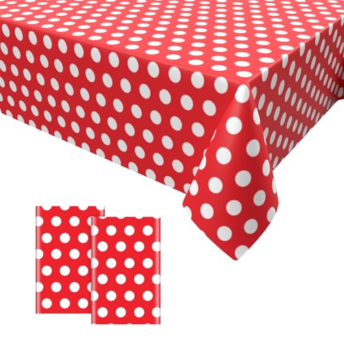 2PCS Rote Polka Dot Tischdecke,Geburtstag Tischdecke Rote Weiß Einweg Tischdecke aus Kunststoff Wasserdicht Plastik Bierbank Tischdecke Geburtstag Dekorationen für Jungen Mädchen 137 * 274cm 2PCS Rote Polka Dot Tischdecke,Geburtstag Tischdecke Rote Weiß Einweg Tischdecke aus Kunststoff Wasserdicht Plastik Bierbank Tischdecke Geburtstag Dekorationen für Jungen Mädchen 137 * 274cm von Dagelar