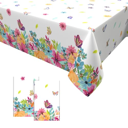 2PCS Schmetterling Party Tischdecke,Schmetterlings Geburtstag Tischtuch Einweg Rechteck Wasserdicht Tischtuch für Mädchen Kindern Babyparty Hochzeit Dekorationen 137 x*274cm von Dagelar