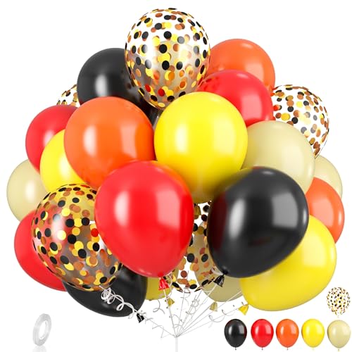 30pcs Ballonset Schwarz Rot Orange Gelb für Geburtstagsfeier, Hochzeitsdekoration von Dagelar