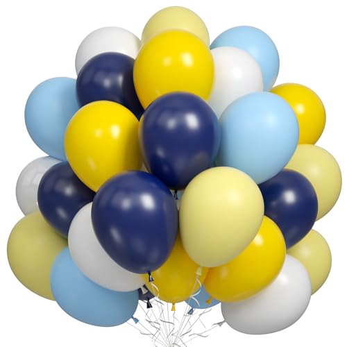 Blau Gelb Luftballons, 60 Stück Dunkelblau Gelb Party Ballons Pastellblau Pastellgelb Weiss Helium Ballon, für Jungen Geburtstags Babyparty Abschlussfeier Hochzeit Verlobung Jahrestag Party Karneval von Dagelar