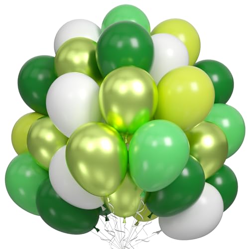 Luftballons Grüne Weiße, 60 Stück Verschiedene Grüne Party Ballon mit Dunkel Hellgrün, Limettengrün Metallic Limettengrün Helium Luftballons für Geburtstags Babyparty Junge Dinosaurier Party Deko von Dagelar