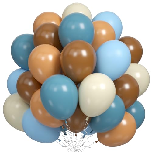Blau Braun Luftballons, 60 Stück Retro Blau Hellblau Beige Weißer Sand Helium Ballon Nude Kaffee Braun Latex Luftballons, für Junge Mädchen Baby Shower Geburtstags Babyparty Hochzeit Taufe Party Deko von Dagelar