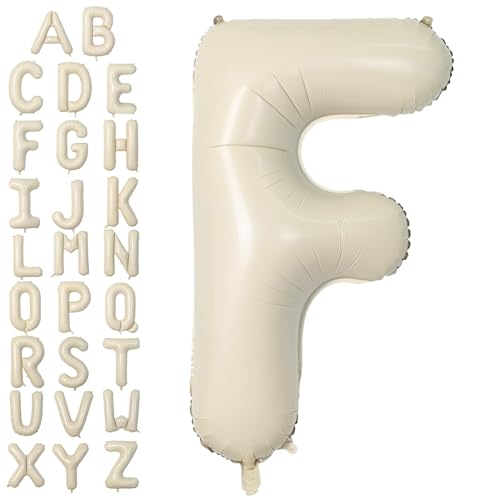 Buchstabe F Luftballon Beige,40 Zoll XXL Groß Sandweiß A-Z Alphabet Folienballon,Einzelne Aluminium F Wort Luftballons Helium für Geburtstag, Jahrestag, Baby Dusche, Hochzeit Party Supplies Deko von Dagelar