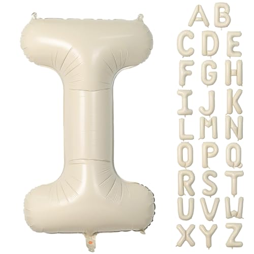 Buchstabe I Luftballon Beige,40 Zoll XXL Groß Sandweiß A-Z Alphabet Folienballon,Einzelne Aluminium I Wort Luftballons Helium für Geburtstag, Jahrestag, Baby Dusche, Hochzeit Party Supplies Deko von Dagelar