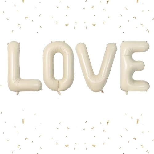 Buchstabe LOVE Luftballon Beige,40 Zoll XXL Groß Sandweiß Folienballon,Aluminium LOVE Wort Luftballons Helium für Geburtstag,Valentinstag, Jahrestag, Baby Dusche, Hochzeit Party Supplies Deko von Dagelar