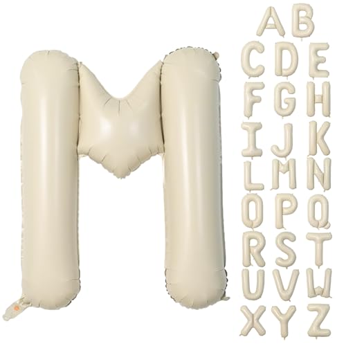 Buchstabe M Luftballon Beige,40 Zoll XXL Groß Sandweiß A-Z Alphabet Folienballon,Einzelne Aluminium M Wort Luftballons Helium für Geburtstag, Jahrestag, Baby Dusche, Hochzeit Party Supplies Deko von Dagelar