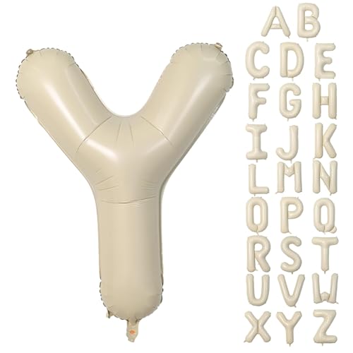Buchstabe Y Luftballon Beige,40 Zoll XXL Groß Sandweiß A-Z Alphabet Folienballon,Einzelne Aluminium Y Wort Luftballons Helium für Geburtstag, Jahrestag, Baby Dusche, Hochzeit Party Supplies Deko von Dagelar