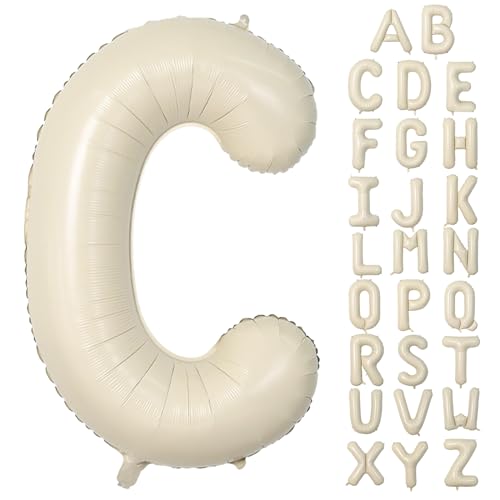 Dagelar Buchstabe C Luftballon Beige,40 Zoll XXL Groß Sandweiß A-Z Alphabet Folienballon,Einzelne Aluminium C Wort Luftballons Helium für Geburtstag Jahrestag Baby Dusche Hochzeit Party Supplies Deko von Dagelar