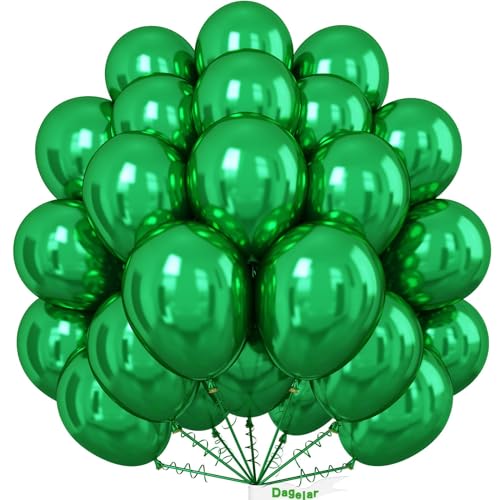 Dagelar Luftballon Metallic Dunkelgrün, 50 Stück 10 Zoll Doppelschichten Chrom Grüne Ballons, Glänzende Metallic Grün Ballons für Disco-Mottoparty Geburtstag Party Mitzvah Abschlussfeier Dekoration von Dagelar