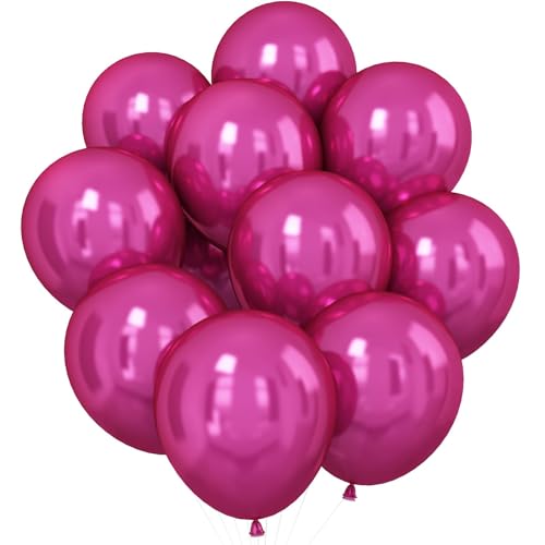 Dagelar Luftballon Metallic Rosa Pink, 30 Stück 12 Zoll Doppelschichten Chrom Rosé Rot Ballons, Glänzende Metallic Magenta Ballons für Frau Mädchen Disco-Mottoparty Geburtstag Hochzeit Party Deko von Dagelar