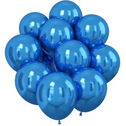 Dagelar Luftballons Metallic Blaues, 30 Stück 12 Zoll Chrom Blau Party Glänzende Ballons, Metallic Blau Helium Ballon für Jungen Geburtstag Hochzeit Kinder Baby Shower Jahrestag Party Dekorationen von Dagelar