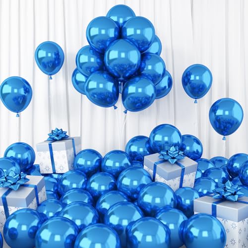 Dagelar Luftballons Metallic Blaues, 60 Stück 5 Zoll Chrom Blau Party Glänzende Ballons, Mini Metallic Blau Helium Ballon für Jungen Geburtstag Hochzeit Kinder Baby Shower Jahrestag Party Dekorationen von Dagelar
