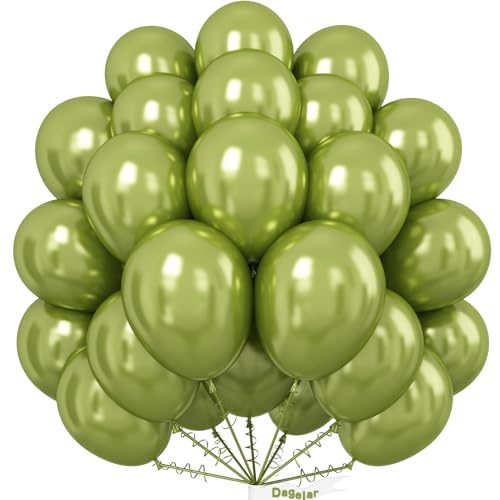 Dagelar Luftballons Metallic Grün, 50 Stück 10 Zoll Chrom Hellgrün Party Glänzende Ballons, Metallisches Grün Helium Ballon für Geburtstag Hochzeit Babyparty Abschluss Karneval Weihnachts Deko von Dagelar