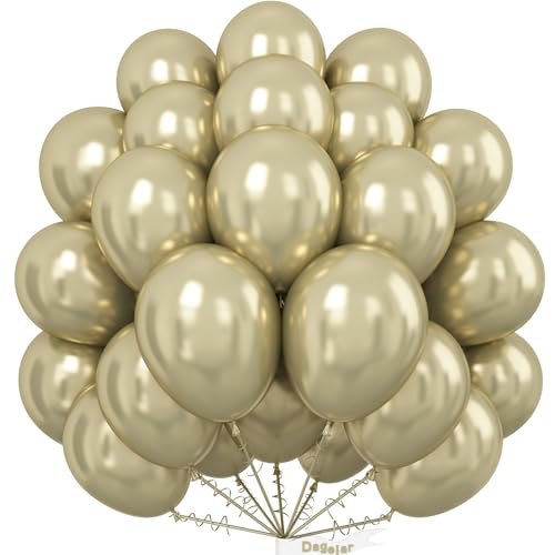 Dagelar Luftballons Metallic Hell Gold, 50 Stück 10 Zoll Chrom Gold Party Glänzende Ballons, Metallic Champagner Gold Helium Ballon für Geburtstagsdeko, Boho Hochzeit, Taufe Deko, Baby Shower von Dagelar