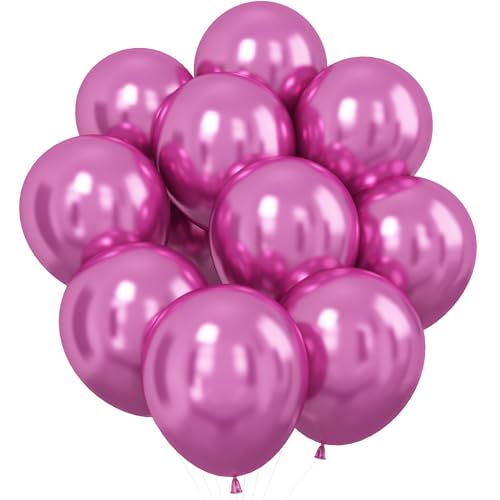 Dagelar Luftballons Metallic Hot Pink, 30 Stück 12 Zoll Chrom Heißes Rosa Party Glänzende Ballons, Metallisches Rosenrot Helium Ballons für Geburtstag Hochzeit Babyparty Abschluss Weihnachts Deko von Dagelar