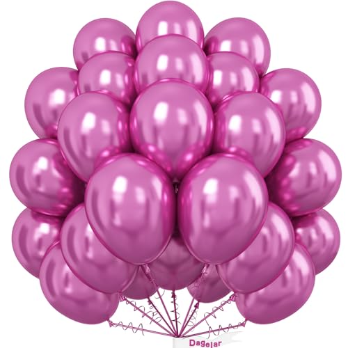 Dagelar Luftballons Metallic Hot Pink, 50 Stück 10 Zoll Chrom Heißes Rosa Party Glänzende Ballons, Metallisches Rosenrot Helium Ballons für Geburtstag Hochzeit Babyparty Abschluss Weihnachts Deko von Dagelar