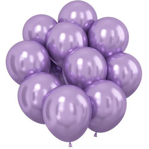 Dagelar Luftballons Metallic Pastell Lila, 30 Stück 12 Zoll Chrom Lavendel Lila Party Glänzende Ballons, Metallisches Violett Helium Ballon für Mädchen Frauen Geburtstag Hochzeit Babyparty Deko von Dagelar