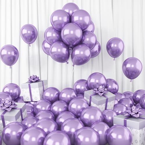 Dagelar Luftballons Metallic Pastell Lila, 60 Stück 5 Zoll Chrom Lavendel Lila Party Glänzende Ballons, Metallisches Violett Helium Ballon für Mädchen Frauen Geburtstag Hochzeit Babyparty Deko von Dagelar