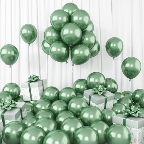 Dagelar Luftballons Metallic Salbeigrün, 60 Stück 5 Zoll Chrom Retro Grüne Party Glänzende Ballons, Mini Metallic Olivgrün Helium Ballon für Geburtstag Hochzeit Babyparty Safari Jubiläum Party Deko von Dagelar