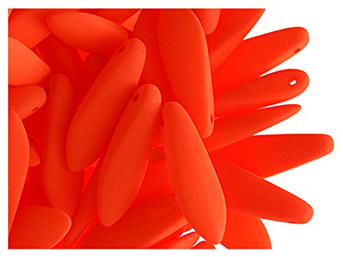 30 pcs Tschechische Glasperlen Dagger Beads ESTRELA NEON (UV aktiv) 15x5mm Orange von Dagger Beads