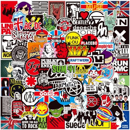 100Pcs Aufkleber, Rock and Roll Sticker für Auto Motorräder Skateboard Scooter Laptop Koffer Helm Waterproof Classic Rock Sticker für Erwachsene Cool Metal Punk Aufkleber 100Pcs Aufkleber, Rock and Roll Sticker für Auto Motorräder Skateboard Scooter Laptop Koffer Helm Waterproof Classic Rock Sticker für Erwachsene Cool Metal Punk Aufkleber von Dagmar