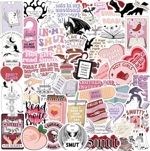 Dagmar Bookish Smutty Stickers 52 Stück,Ästhetik Bücher Lesen wasserfeste Vinyl Aufkleber für Laptop Telefon Skateboard Funny Smutty Kindle Sticker Dagmar Bookish Smutty Stickers 52 Stück,Ästhetik Bücher Lesen wasserfeste Vinyl Aufkleber für Laptop Telefon Skateboard Funny Smutty Kindle Sticker von Dagmar