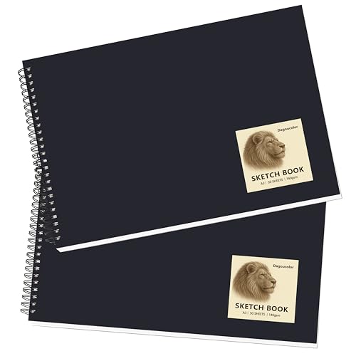 DagouColor A3 50 Blatt Spiral-Skizzenbuch, Säurefreies Zeichenpapier für Künstler, 140 g/m², 29,7 cm x 42 cm (Pack of 2) von DagouColor